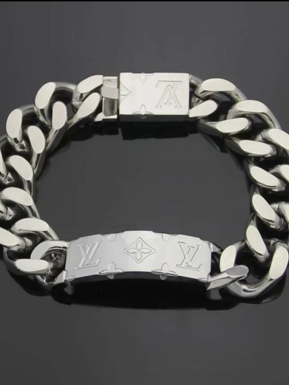 Silver-Tone Curb ID Bracelet